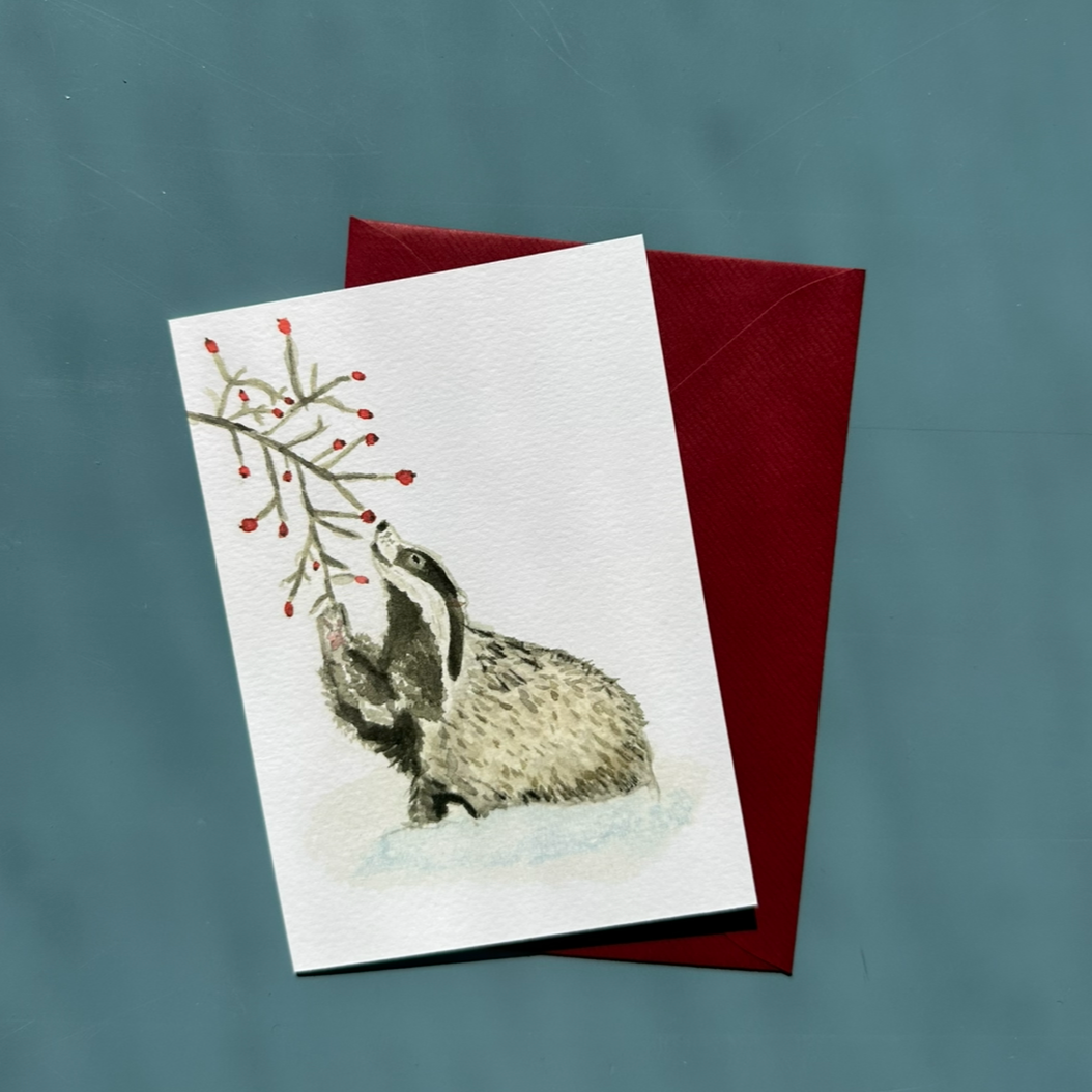 Bashful Badger Greeting Card